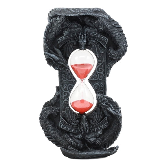 Ebros Invertible "Chronos" Gothic Twin Dragons Sand Timer Figurine Dragon Hourglass Shaped Sandtimer Sculptural Decor 8"Tall