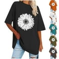 thumbnail image 4 of WREESH Women's Loose Short Sleeve Crew Neck T-Shirt Oversized Graphic Summer Top Blue, 4 of 5