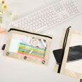 thumbnail image 4 of Dailycode 2 Pack Pencil Pouch for 3 Ring Binder Smooth Zipper Folders with Pockets Clear Window Pencil Case, Soft Light Blonde Wood Grain, 4 of 6