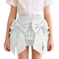 thumbnail image 2 of FRSASU Girls Summer Bow Tie Mini Skirt Cute Pleated High Shirred Waist Layered Ruffle Hem Short Cake Skirts White, 2 of 9