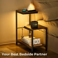 thumbnail image 4 of Corner Table G-Shaped End Table Small Side Table for Living Room, Bedside Table with Storage Shelf, Corner Tables for Small Spaces, Balcony, Couch, Bedroom, Rustic Brown, 4 of 9