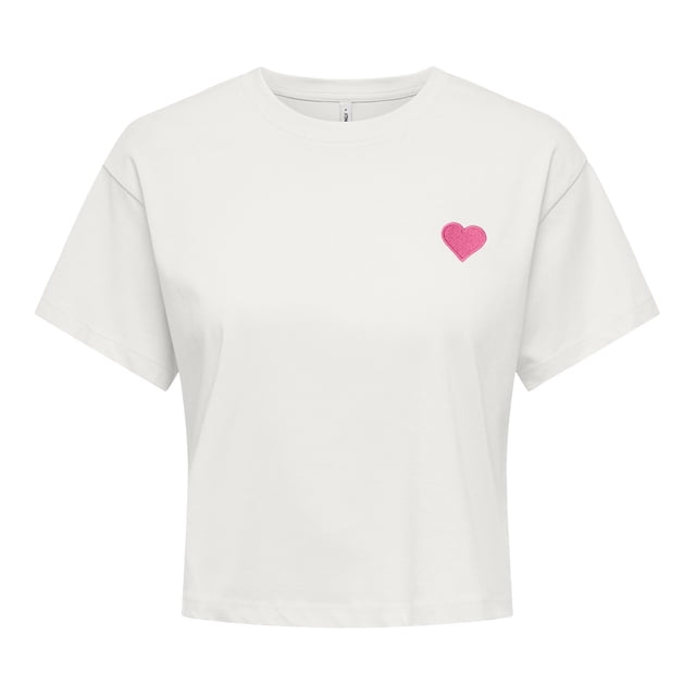 ONLY Camiseta para mujer - ONLBRIANNA LIFE O-NECK TOP BOX, cuello redondo, cropped, corte recto, algodón Blanco XL (X-Large)