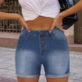 thumbnail image 3 of Durtebeua Women Denim Shorts Casual Jean Shorts With Pockets High Waist Shorts Blue XL, 3 of 6