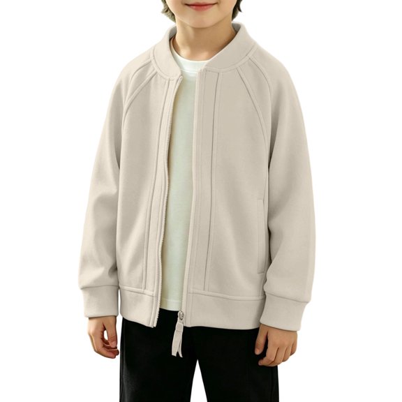 SJLDQY Boy's Zip Up Jacket Casual Long Sleeve Sweatshirts Fall Winter Coat Comfy Outerwear with Pocket