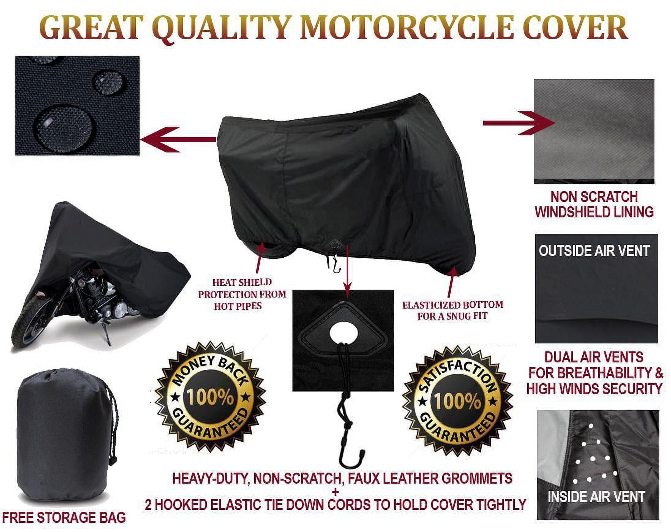 SUPER HEAVY-DUTY BIKE MOTORCYCLE COVER Compatible for KAWASAKI 1600 NOMAD VULCAN. STRONG UV PROTECTIVE CHOPPER BIKE TARP. Breathable and Portable Vehicle Protection