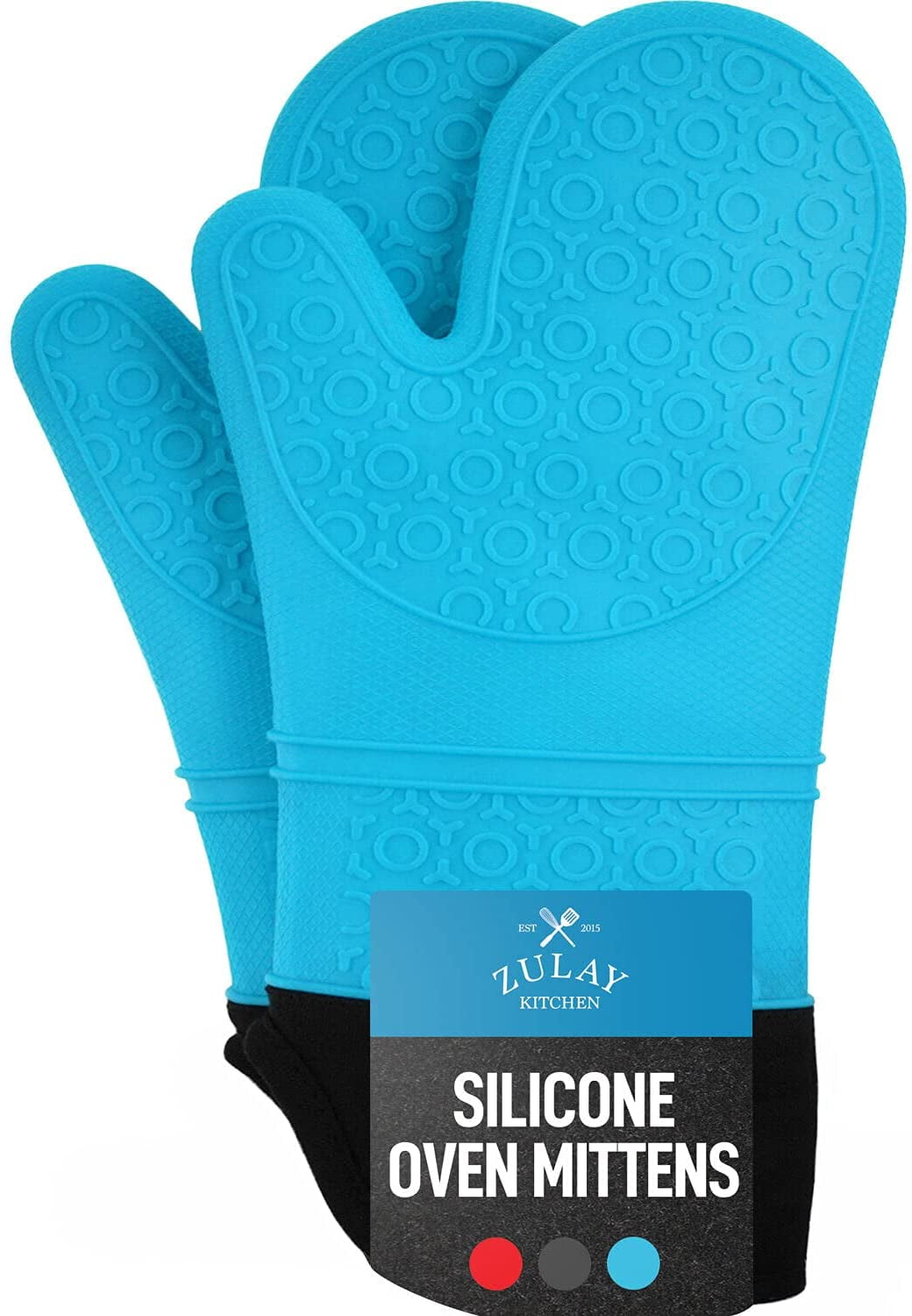 Zulay Kitchen 2 Piece Silicone Oven Mitts Light Blue