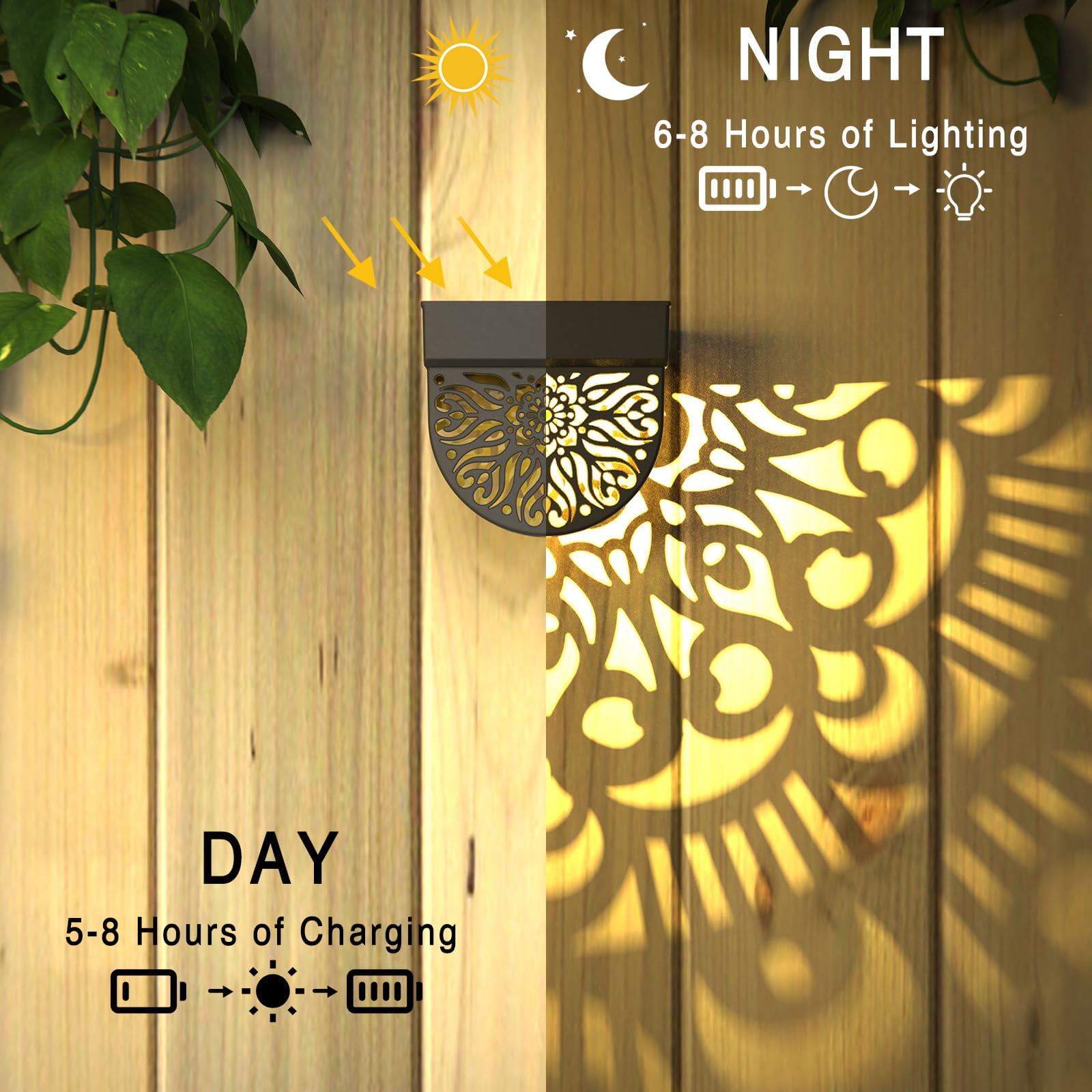 Solar Fence Lights Outdoor Moon Solar Step Wall Lights Garden Decor(pack of 6)