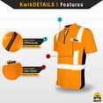 thumbnail image 4 of KwikSafety (Charlotte, NC) ENGINEER Short Sleeve Safety Shirt (Y-Neck Zipper w/POCKET) Class 2 ANSI OSHA Custom High Visibility Reflective Tape Construction Security HiViz Clothing Men | Orange Large, 4 of 7