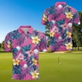 thumbnail image 4 of Aplkyhs Pink Tropical Floral Matching Golf Shirts for Couple Moisture Wicking His and Hers Golf Shirts Matching for Casual Wear Mens Athletic Shirts Lightweight Quick Dry, 4 of 6