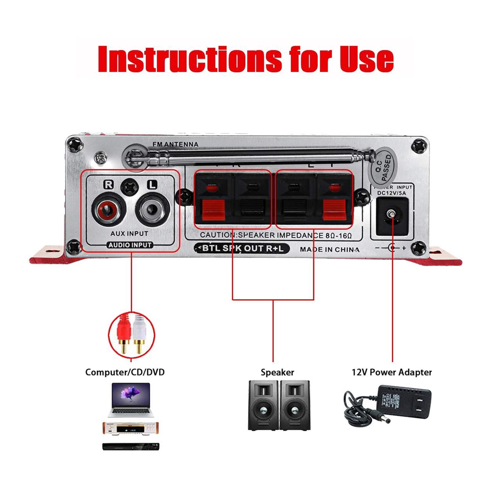 S430 600W Audio Home Digital Amplifiers LCD Display Car Audio Bass Power Amplifier FM USB SD Radio Subwoofer Speakers