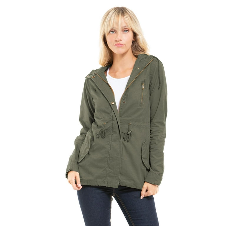 Onedreamer Women's Military Safari Cropped Jackets Button Down Lightweight Oversized Utility Anorak Coat with Pockets