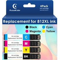 ACTUALCOLOR C Ink Cartridges Replacement for Epson 812 Ink Cartridges 812XL Printer Ink (High Yield, 4 Pack)