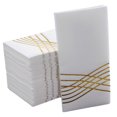 thumbnail image 2 of 25/50Pcs Metallic Foil Stamped Line Napkins Paper Disposable Folding Hand Towels for Birthday Wedding Banquet Party Decorations (Gold,25pcs), 2 of 7