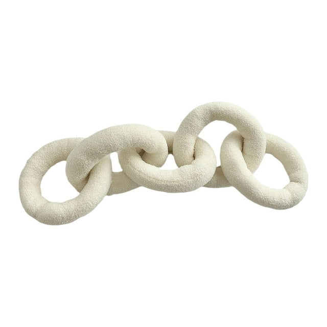 Cojín decorativo con forma de nudo de amor, ideal como recuerdo de fiesta en el dormitorio, con cadena de eslabones Blanco
