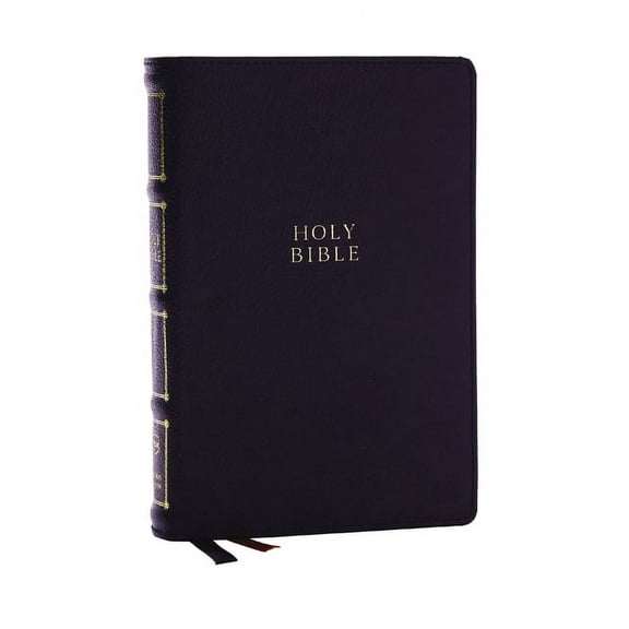 Nkjv, Compact Center-Column Reference Bible, Black Genuine Leather, Red Letter, Comfort Print, (Hardcover)