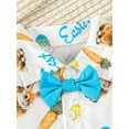 thumbnail image 3 of ZEHJUHAN Infant Baby Boys Easter Set Long Sleeve Carrot Print Romper & Solid Color Suspender Shorts Blue，3-6M, 3 of 7