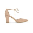 thumbnail image 3 of BLISSFUL STEP Women's High Block Heels Pointed Toe Ankle Strap Dress Shoes​ Nude 9, 3 of 7