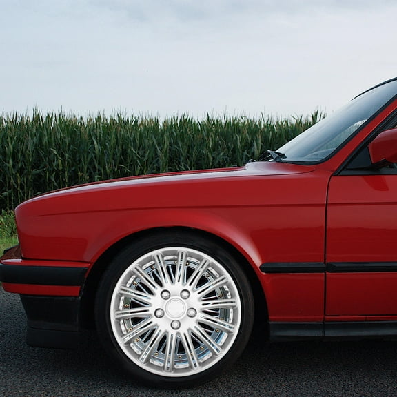 FUEENIRVA Wheel Rim Cover 1 Set Protective Silver Plastic for Car Hubcaps