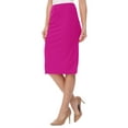 thumbnail image 2 of Moa Collection Women's Elastic High Waist Stretch Comfy Office Work Wear Solid Midi Skirt S-3XL, 2 of 5