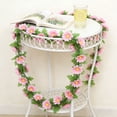 thumbnail image 5 of Artificial Vine Flower Garland, for Conditioner Pipe Wrapping, Indoor Wall & Window Display Decoration, Realistic Bloom Flowers, Green Vine, 1 Bloom Vine, 5 of 6