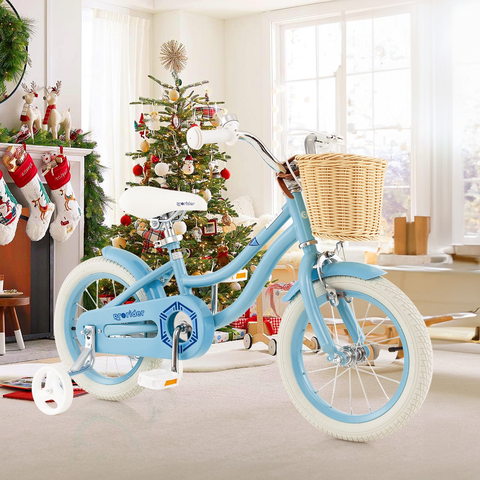 14 Inch Kids Bike with Training Wheels and Adjustable Handlebar Seat Blue costway
