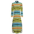 thumbnail image 6 of 2024 Striped Polka Dot Chiffon Dress Yellow Blue Modern Dresses Woman Long Sleeve Street Style V Neck Design Oversized Casual Dress, 6 of 7