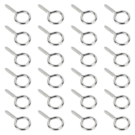 WESIEVYA 36Pcs Silver Threaded Hook Rings for Fastening Home Use 1.02X0.47in