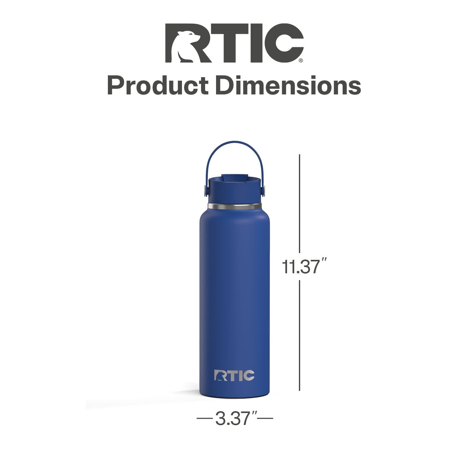 RTIC 40 oz Ceramic Lined Insulated Outback Water Bottle, Leak Resistant, Cobalt