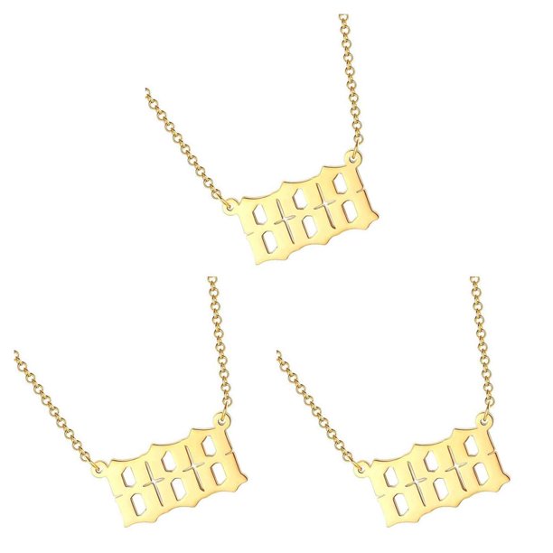 Jumpingount Number Charm Necklace Golden Women Universal Steel Jewelry Accessories Choker Chain Stainless Ladies Neck Long Type1 NO1 Jumpingount CBP589087