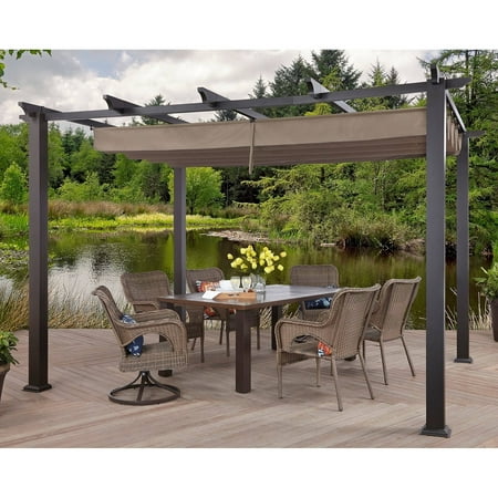 Better Homes & Gardens Meritmoor Aluminum/Steel Pergola with Single-Finish, 10'x12', (Best Hardwood For Pergola)