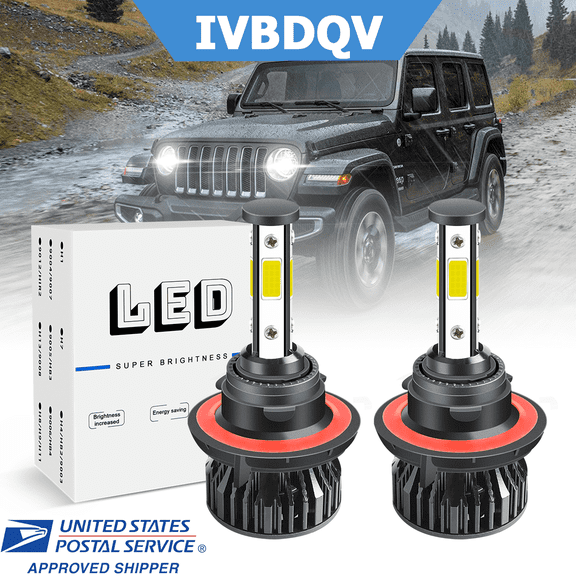 For Jeep Wrangler 2007-2020 LED Headlight Bulb H13/9008 High/Low Beam 2Pcs