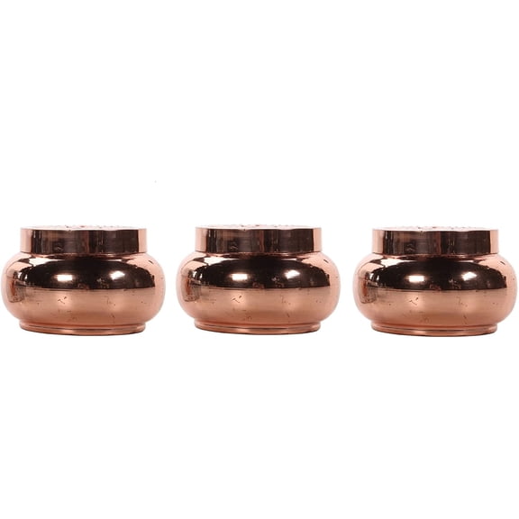 Hosley 6 oz Tea Scented Container Candles with Lid, Rose Gold, Set of 3