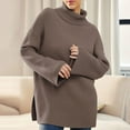 thumbnail image 3 of Fall for savings Deals! Umfun Sweaters for Women Classic Fit Lightweight Turtleneck Sweater Solid Turtleneck Open Long Sleeve Turtleneck Ribbed Sweater Woman, 3 of 5