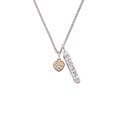 thumbnail image 2 of Delight Jewelry Small Rose Goldtone Heart with Clear Crystals Silvertone Sisters Best Friends Forever Bar Charm Necklace, 23", 2 of 4
