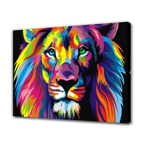 Abstract Watercolor Animal Lions Canvas Poster Bedroom Decor Sports Landscape Office Room Decor Gift,Frame-style,08x12inch(20x30cm)