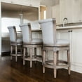 thumbnail image 6 of Maven Lane Pullman Bar Stool, Reclaimed Oak Finish w/ Ash Grey Fabric Upholstery, 6 of 9