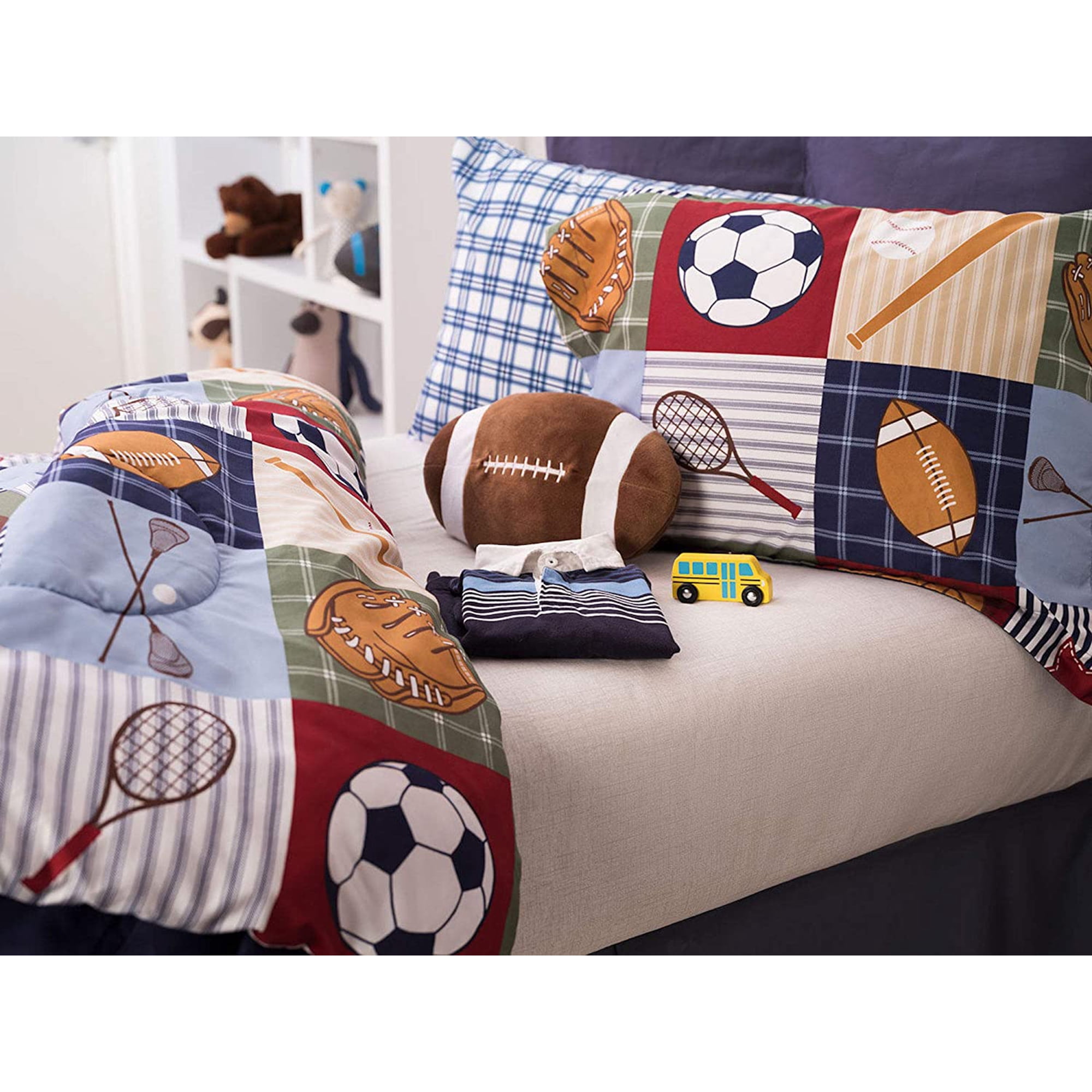 ALEX + BELLA Comforter Set Navy Sports Microfiber,Twin, 3 Piece