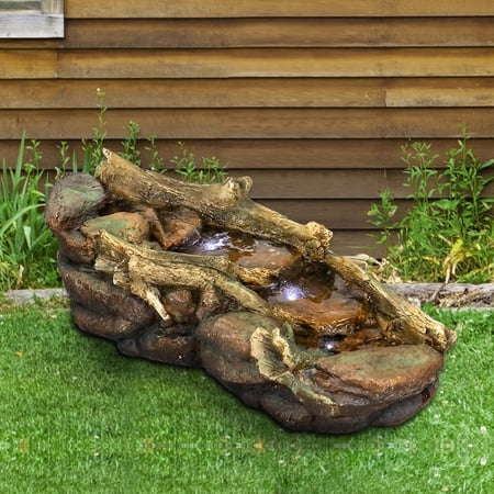 4 Tier Waterfall Fountain Rockery Water Fountain Pump Outdoor Garden - 28''