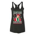 thumbnail image 2 of Michael Scott The Name is Bond Santa Bond Ugly Christmas Sweater Tri-Blend Racerback Tank Top, Vintage Black, Large, 2 of 3