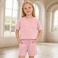 thumbnail image 6 of BOOMNY Girls 2 Peice Outfit Set Summer Clothes Set for Girls Short Sleeve Casual Solid Color Tops Shorts Cozy Kids Dailywear, 6 of 6