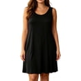 thumbnail image 3 of Pretxorve Women Nightgown Solid Lyocell Crew Neck Sleeveless Tank Loose Light Casual Sleep Dress, 3 of 5