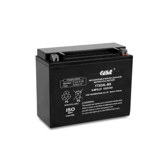 Casil YTX24HL-BS Motorcycle Battery 12v 21ah Power Sports Battery Replaces Yamaha Virago XV 92010001100 XVZ Venture Royale