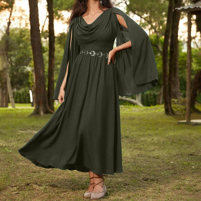 green flare sleeve dress Flare Sleeves Maxi Wrap Dress