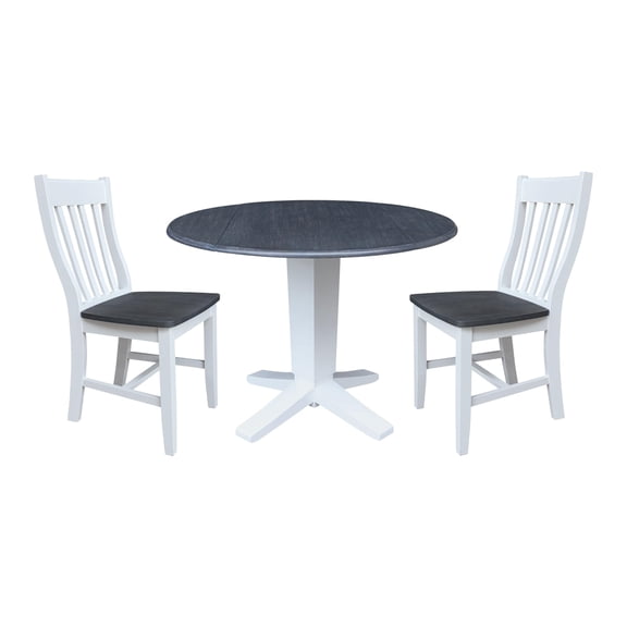International Concepts 42" Round Drop Leaf Table with Two Dining Chairs