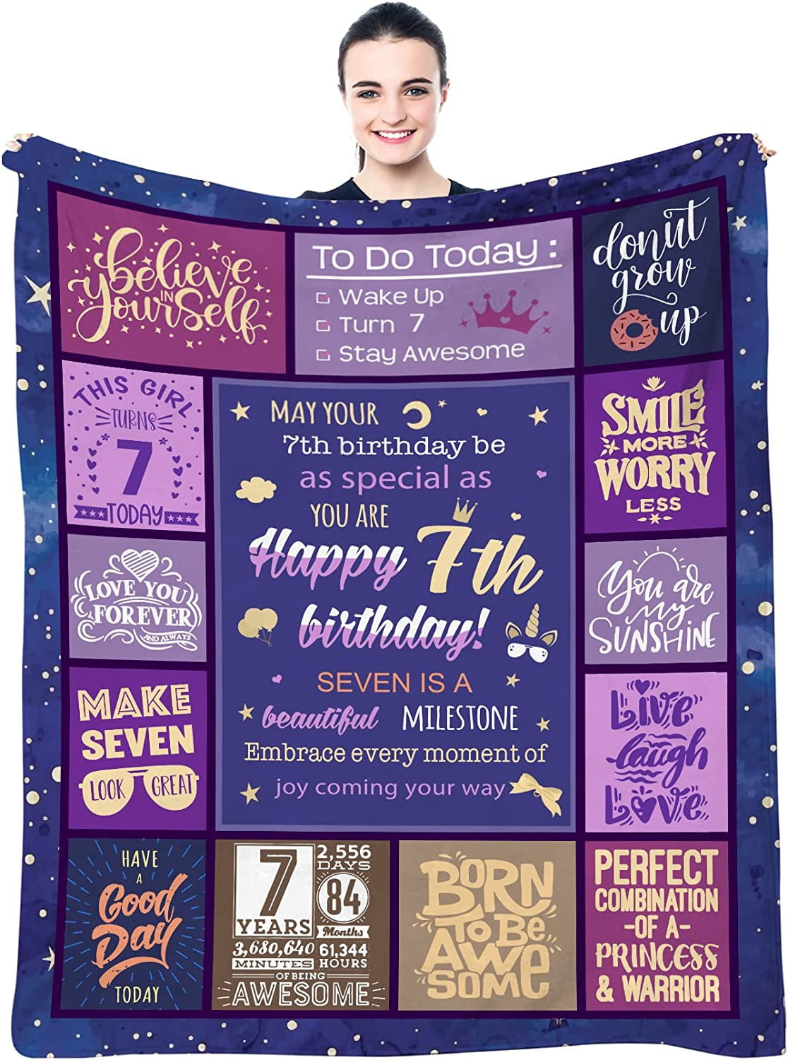 AISDE 7 Year Old Girl Birthday Gifts Blanket 60X50, Birthday Gifts for 7  Year Old Girls, Best Presents for 7 Year Old Girls, 7 Year Old Gift Ideas