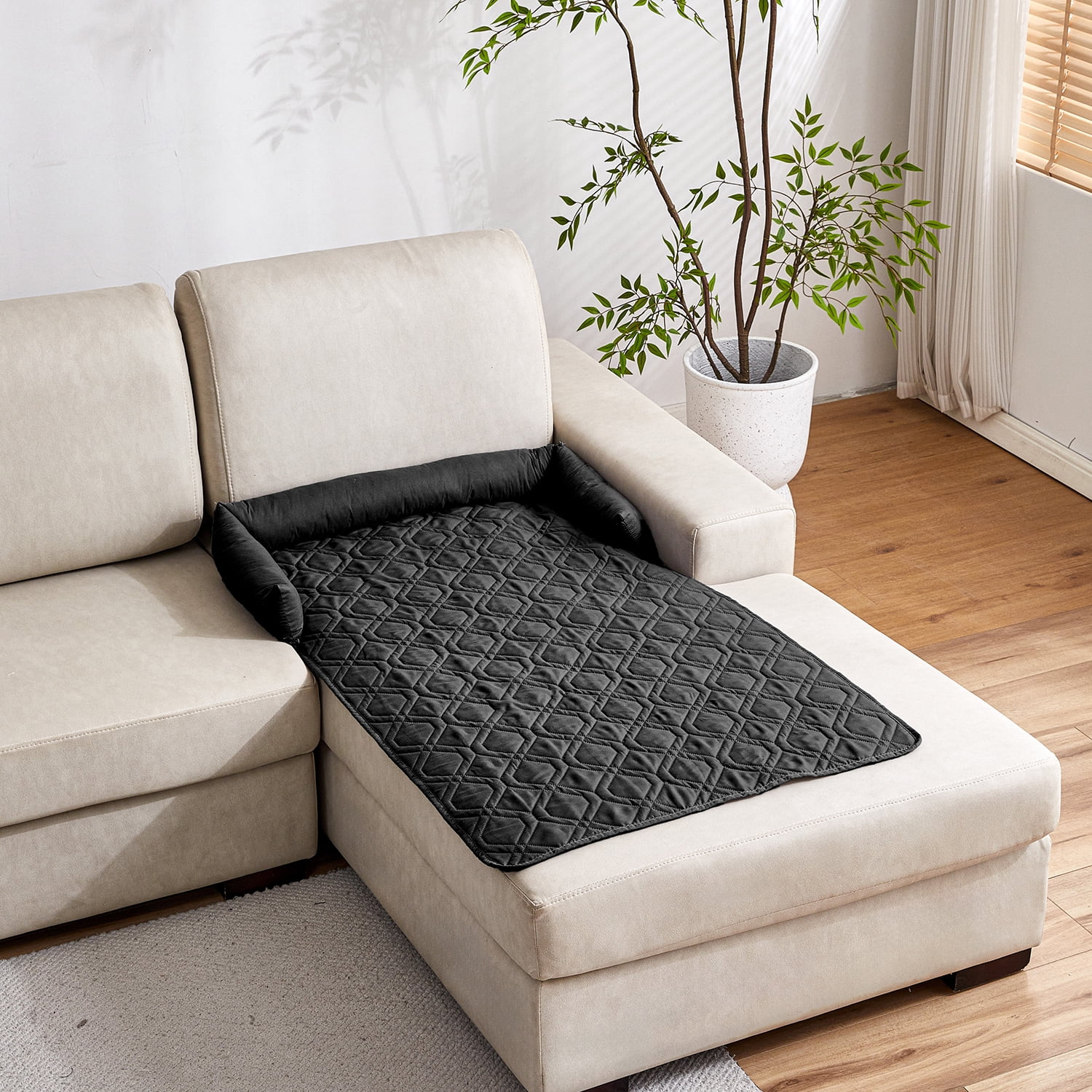 Suitable for Medium and Large Dogs Calm Pet Bed, Pet Furniture Protective Cover, Non-Slip Base, Side Pillow Pet Bed, Waterproof and Urine-Proof Fabric, Deodorant, Machine Washable Non-Slip