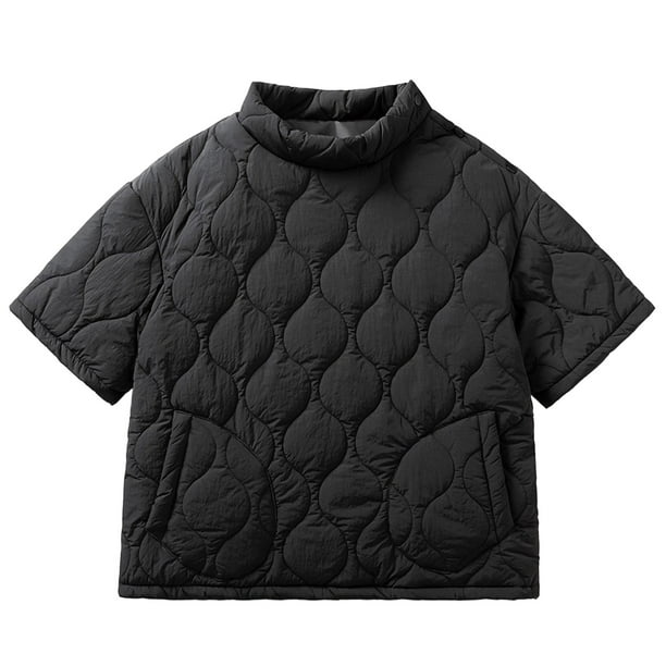 Ceisia Men Winter Solid Color Windproof Warm Gift Loose Fit Quarter Sleeve Round Neck Casual Fashion Coat Tops