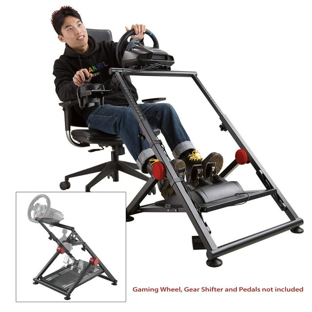 Boost Industries SWS-04 Foldable Height Adjustable Racing Steering Wheel Stand for Gamers (Bonus Gear Shift Mount Included)