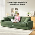 thumbnail image 2 of 100" Sofa Couch for Living Room,24" Extra Deep Seat Corduroy Sofa,Wide Arm,Comfy Upholstered Oversized Loveseat,2 Pillows,Green, 2 of 7