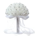 thumbnail image 1 of White Bridal Wedding Bouquet Artificial Rose Bouquet With  Pearl For Wedding Engagement Home Decor, 1 of 8